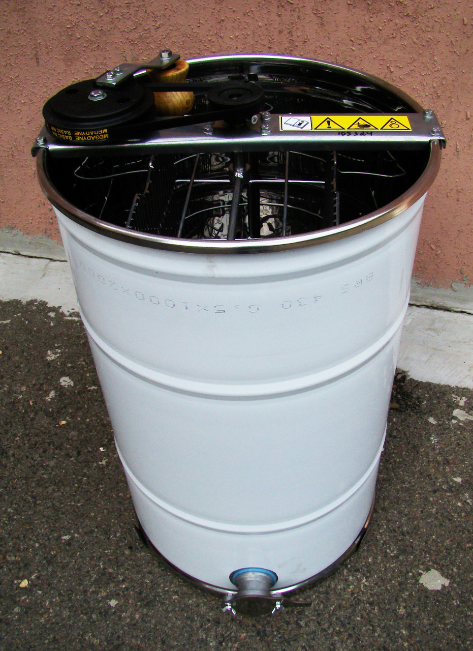 Медогонка на 2 рамки, не поворотна, з нержавійки, ремінна, фото 1