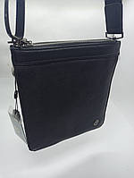Мужская кожаная сумка-планшет черная на плечо HT