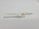 Білий жіночий шкіряний ремінець для наручних годинників з білою строчкою 12 мм, фото 3