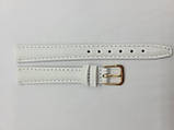 Білий жіночий шкіряний ремінець для наручних годинників з білою строчкою 12 мм, фото 2