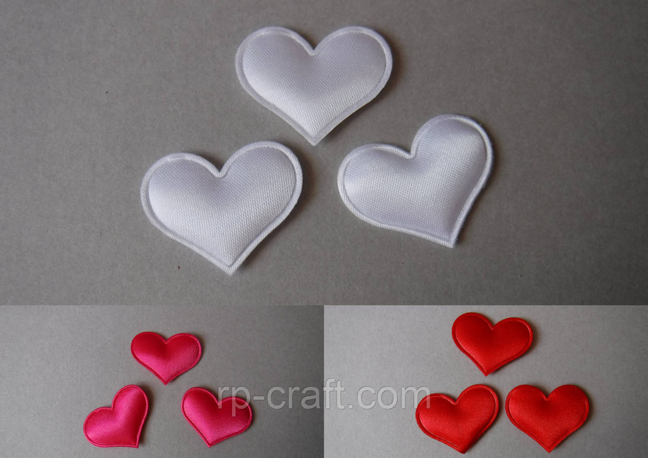 Аплікація пришивна. Серце атласне, 24х30 мм., фото 1