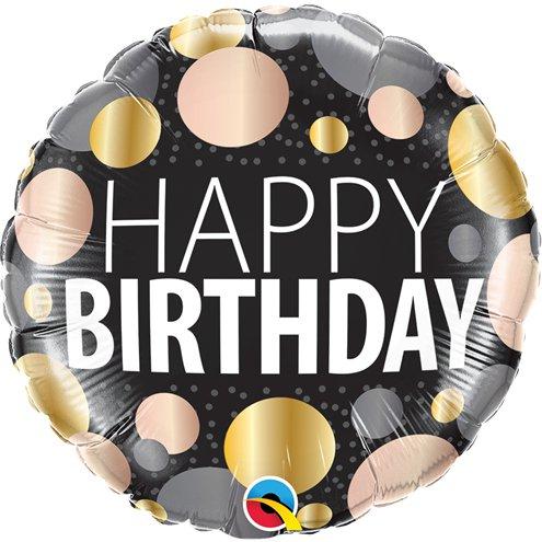 Q 18" Birthday Big Metallic Dots. Куля фольгована З Днем народження — В УП