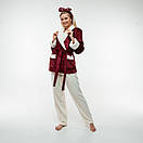 Тепла плюшева піжама з коміром. Короткий Жакет і штани. Колір: бордо і молочний, фото 6