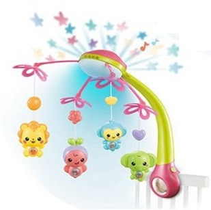 Карусель (Мобіль) на ліжечко з проектором зоряного неба, з пультом, блютуз. 500 мелодій. 9970 Малинова, фото 1