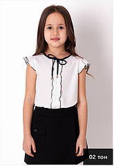 Блузка біла з чорною обробкою тм Mevis (Мевіс) 3765 розміри 116