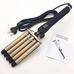 Плойка п'ять хвиль Geemy Gemei GM 2933 GOLD Щипці стайлер для укладки завивки волосся з керамічним покриттям