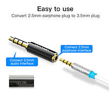 Адаптер Audio 2.5 мм-3.5мм Vention M/F gold-plated Black (BFBB0), фото 4