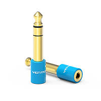 Адаптер Audio 6.35мм-3.5мм Vention F/M gold-plated copper Blue (VAB-S01-L)