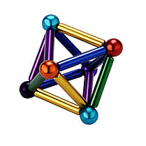 Неокуб Магнітний конструктор кольоровий 36 паличок 28 кульок Neo MIX COLOR, 64 деталі, головоломка, фото 2