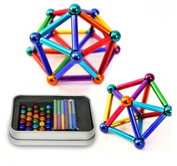 Неокуб Магнітний конструктор кольоровий 36 паличок 28 кульок Neo MIX COLOR, 64 деталі, головоломка
