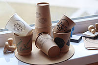 Оригінальна печатка 60х20 мм для брендування паперових склянок, штамп для нанесення фірмового логотипу