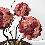 Стабілізоване  дерево трьохствольне, топіарій з рожевого моху "Артіс Грін", без поливу та догляду!, фото 8