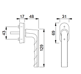 Ручка віконна HOPPE Hamburg Гамбург SecuForte штифт 32-42 мм фіксація 45 градусів колір чорний матовий, фото 2