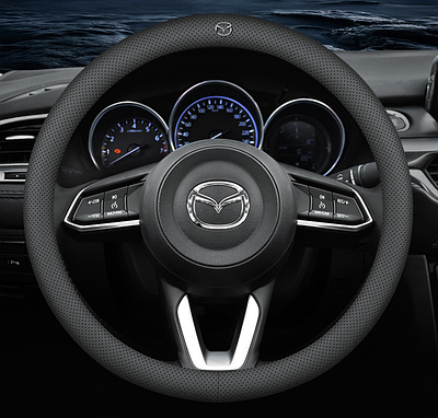 Чохол на кермо Lux Cool з логотипом натуральної шкіри для автомобіля Mazda