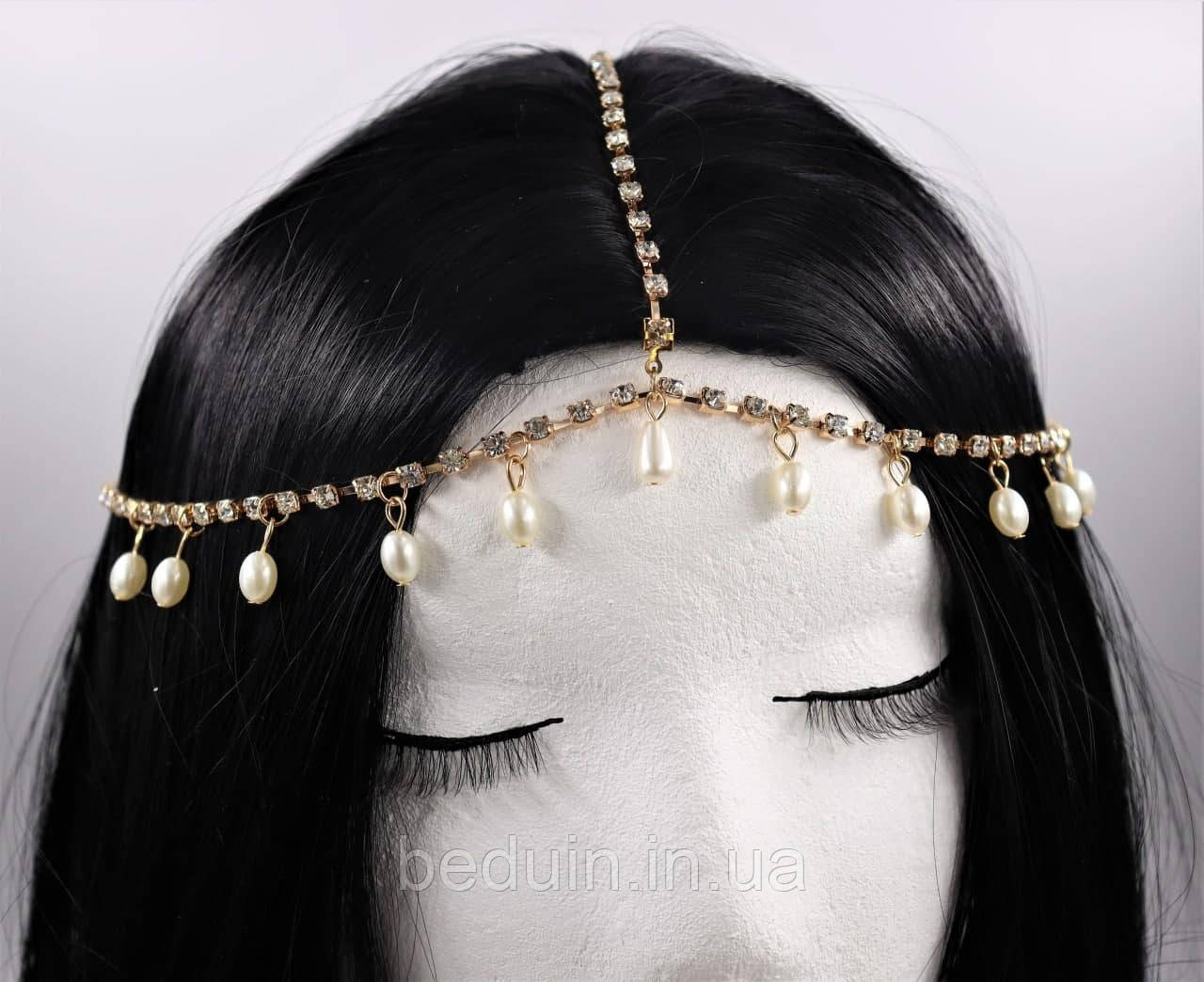Ланцюжок Тіара прикраса на голову з кристалами Срібло