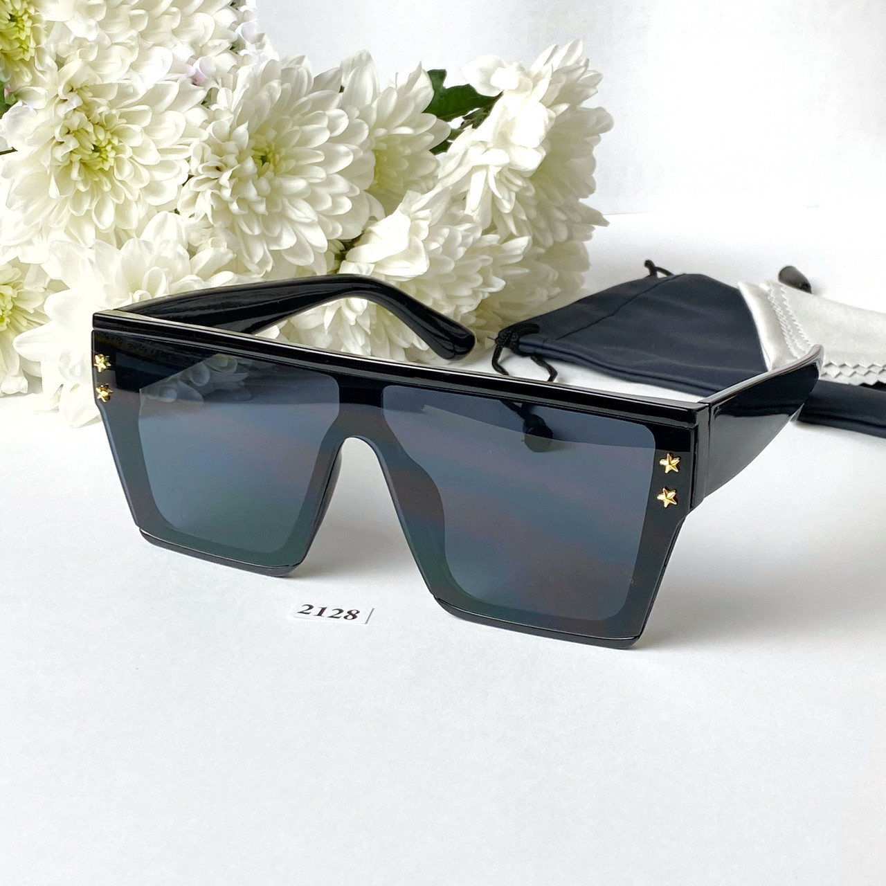 Солнцезащитные очки-маска с чёрными линзами - фото 7 - id-p1385240386