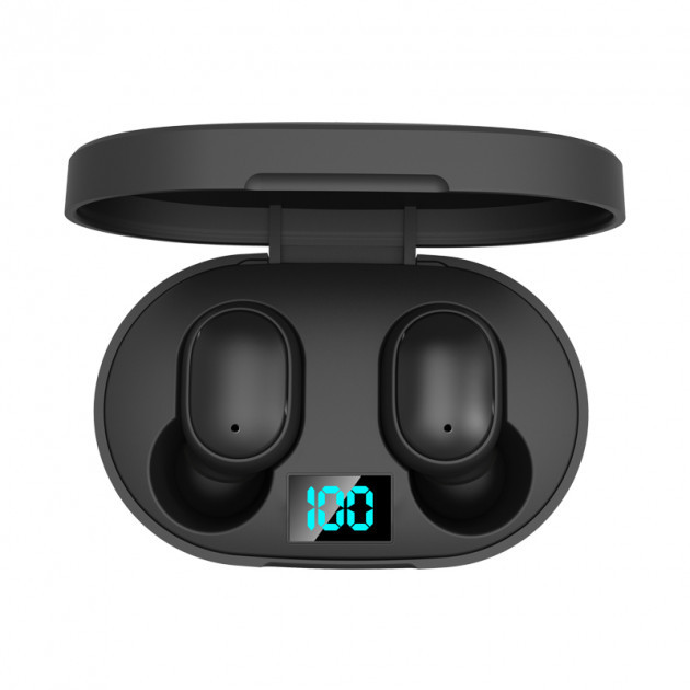Бездротові Bluetooth-навушники вакуумні E6S Black з LED-дисплеєм