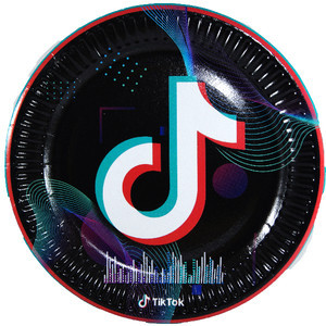 Тарілки паперові "Вечірка. Тік Ток" чорні, 10 шт, Набор тарелок "Tik Tok", фото 1