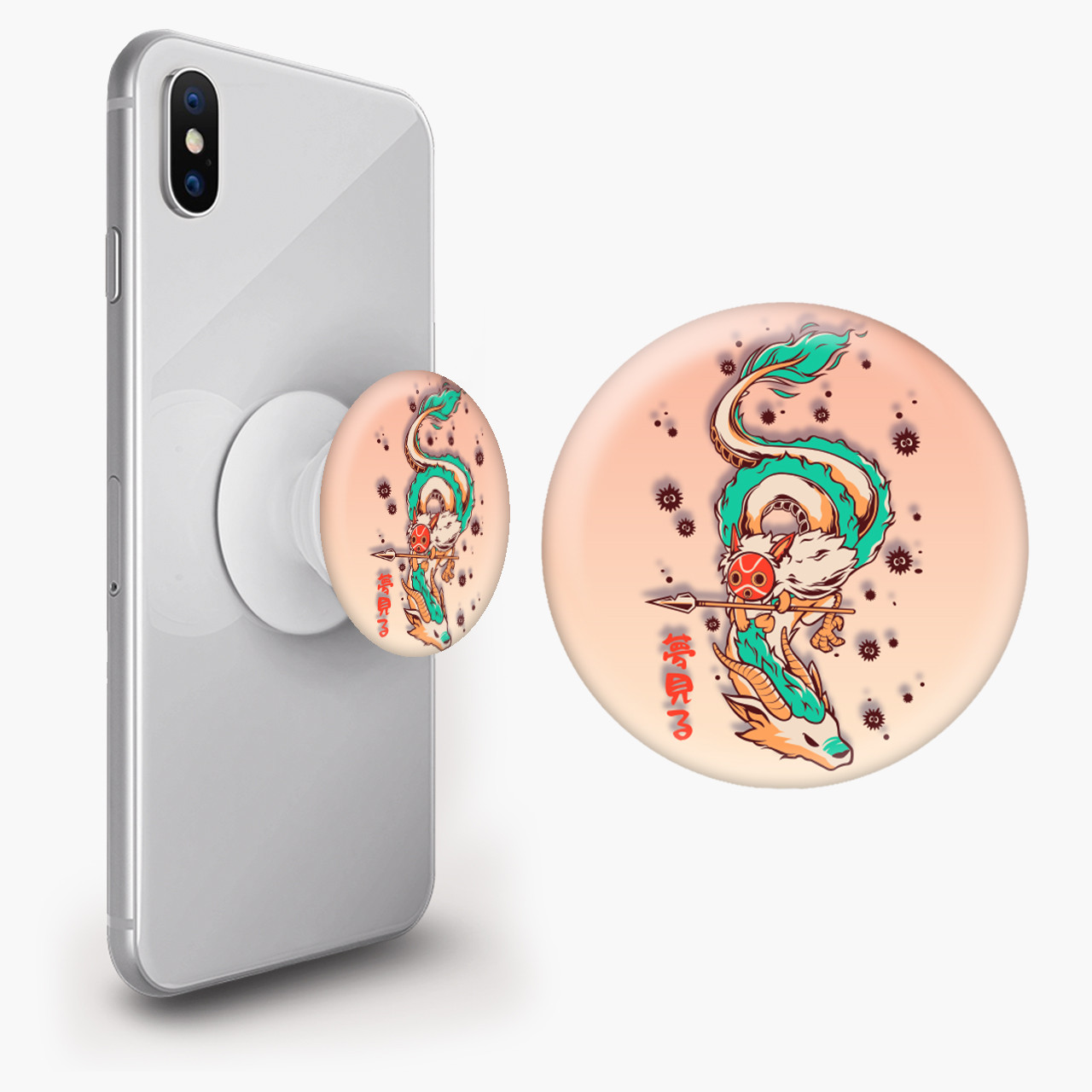 Тримач для смартфона попсокет (Popsockets) Хаку Віднесені примарами (Spirited Away)