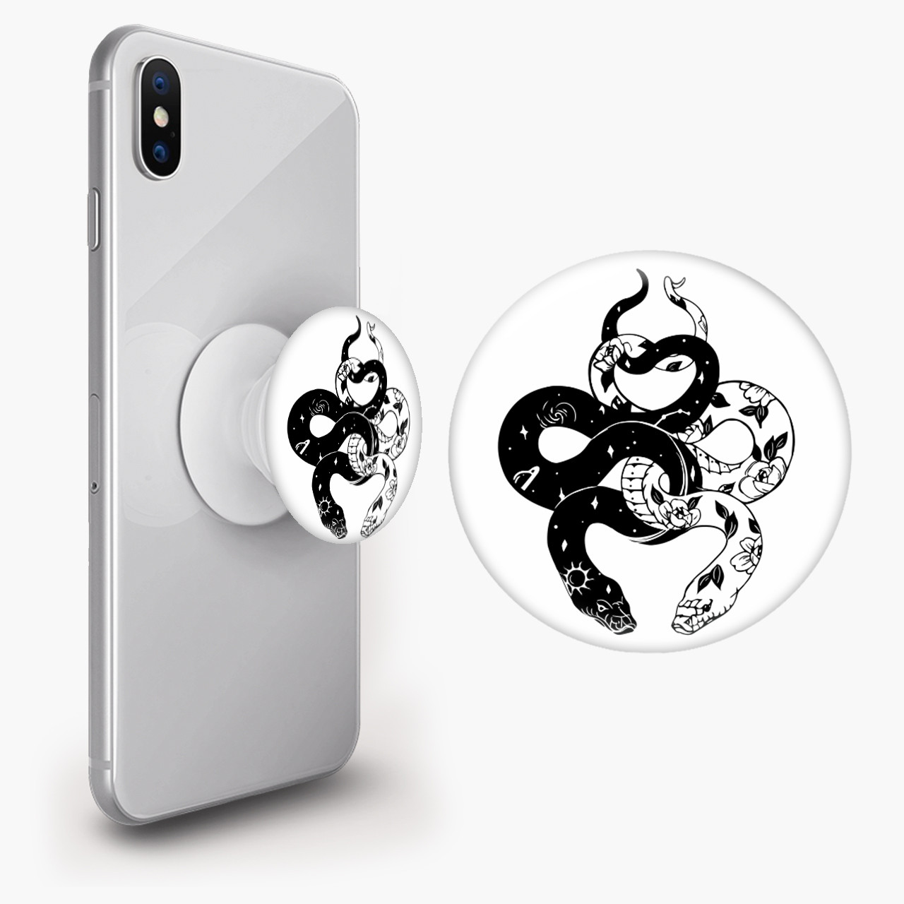 Тримач для смартфона попсокет (Popsockets)  Інь Янь Змії (Yin Yang Snake)