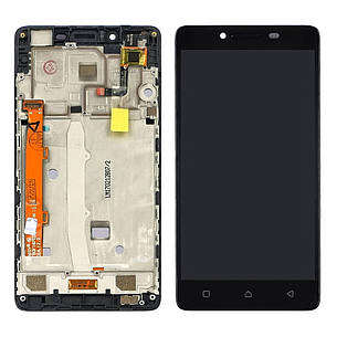 Дисплей (lcd екран) для Lenovo A6000/A6010 з чорним тачскрином та корпусною рамкою, фото 2