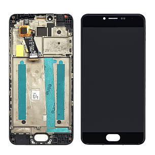 Дисплей (lcd екран) для Meizu M3 з чорним тачскрином та корпусною рамкою, фото 2