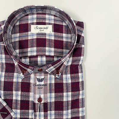 Сорочка в карту бордова M-XXL 208, бордо, M