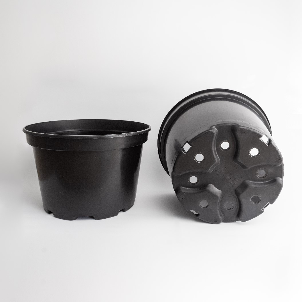 Горщик великий 20 л / Ø 37,5 см для квітів та розсади * технічний пластиковий круглий горщик для рослин * чорний, фото 1