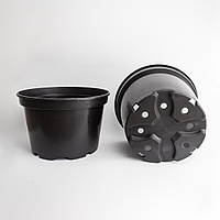 Горщик великий 20 л / Ø 37,5 см для квітів та розсади * технічний пластиковий круглий горщик для рослин * чорний
