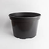 Горщик великий 20 л / Ø 37,5 см для квітів та розсади * технічний пластиковий круглий горщик для рослин * чорний, фото 3