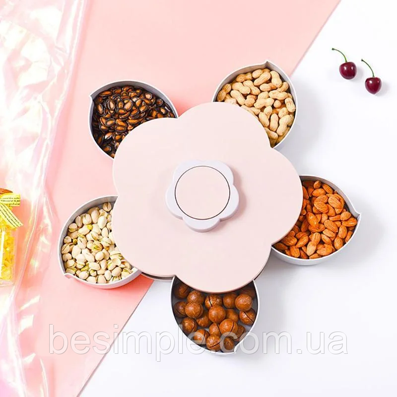 Менажница тарелка для закусок Flower Candy Box, Розовая / Конфетница - фото 6 - id-p1379543013