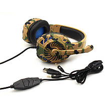 Навушники MP3 комп'ютерні G305 з мікрофоном LED-підсвітка USB 2 mini jack 3.5mm, фото 2