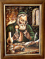" Єврей з монетами " картина з бурштину 20*30 см