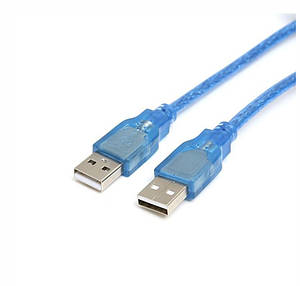 Кабель USB 2.0 Type A-Type A (AM-AM) 1.8м TRY Wire, прозорий синій