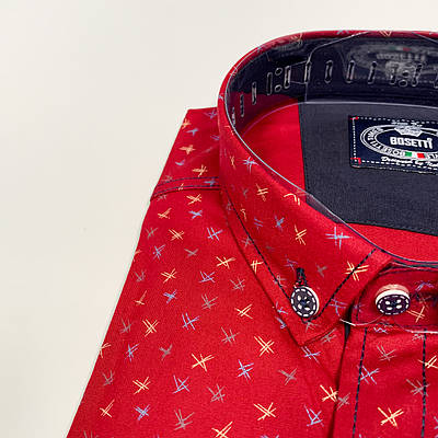 Сорочка чоловіча з коротким рукавом бордо S-XXL 202, Бордо, S