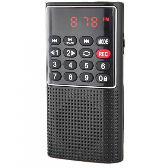 Радіо цифрове кишенькове MicMagic L-328 FM/MP3 з диктофоном, Радіоприймач чорний з функцією плеєра