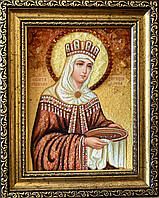 Св.Елена икона именная из янтаря, Ікона іменна з бурштину "Св. цариця Олена"15*20 см
