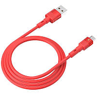 HOCO U82 Cool Grace Silicone data USB - Micro 2,4A 1,2m Red