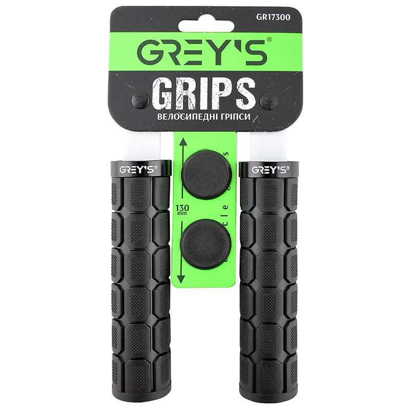 Грипси Greys ручки для велосипеда на кермо з гумовим покриттям чорні з одностороннім замком (GR17300)