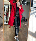 Кашемірове Пальто жіноче з поясом 360 (S-M; L-XL) кольори: беж ялинка, чорний, сірий ялинка, беж, червоний) СП, фото 9