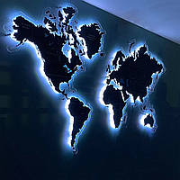 Карта мира с печатью на оргстекле и подсветкой по контуру XS-1000x600мм