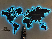 Карта мира с печатью на оргстекле и подсветкой по контуру XL-2000x1200мм