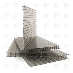 Стільниковий полікарбонат Ківі, бронза 42%, лист 2.1 х 12 м, 4 мм