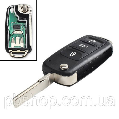 Ключ запалювання, чіп ID48 5K0837202AD, 3 кнопки, для Volkswagen, Seat, Skoda