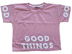 Футболка для дівчинки р. 134 -164см рожева футболка топ для дівчинки підлітка