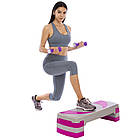 Степ-платформа FI-1578 (пластик, р-р 79Lx29Wx10-20H, сірий-рожевий), фото 10