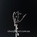 Срібні сережки підвіски висячі. Сережки хрестики без каменів срібло 925 - покриття родій., фото 5