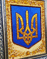 Тризуб великий настінний Герб України з бурштину в подарунок керівнику, фото 3