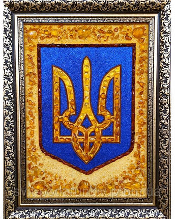 Тризуб Герб України з бурштину в подарунок керівнику, фото 2