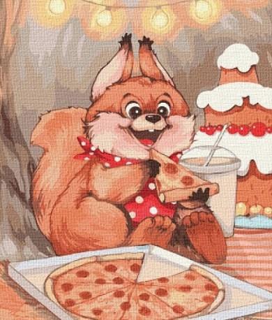 Картина за номерами. "Ласощі для білочки"